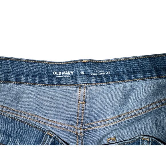 Old Navy Baggy Wide Leg Mid Rise Denim Jeans Lyocell Cotton Size 10 - Picture 7 of 8